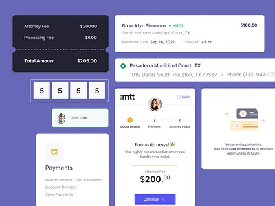 MTT UI UX cards dashboard design elements modules payment ui ux