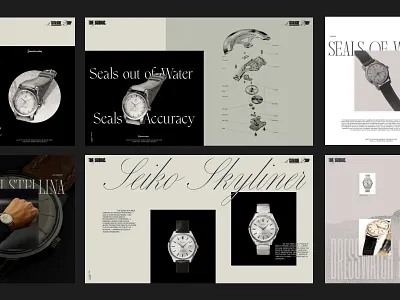 In depth detail pages dress watches exploration simple timepieces typhography ui vintage watches website