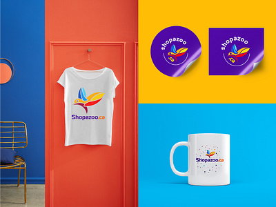 Shopazoo Marketing Items design. advertising birdapplogo birdicon birdlogo branding colorful design flatlogo graphic design hummingbird logo logodesigner logomaker logos marketing mug multicolor shopping sticker t shirt