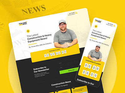 Landing Page Design: Heavy Equipment News dribble best shot figma graphic design landing page lead generation marketing news website ui ui design uiux user experience user interface website design