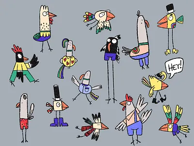 Birdies birds bold characterdesign chatacters childrens book clean colors digital art digital2d dribbblers flat illustration happy illustration inspiration landing page illustration visual graphics web illustration