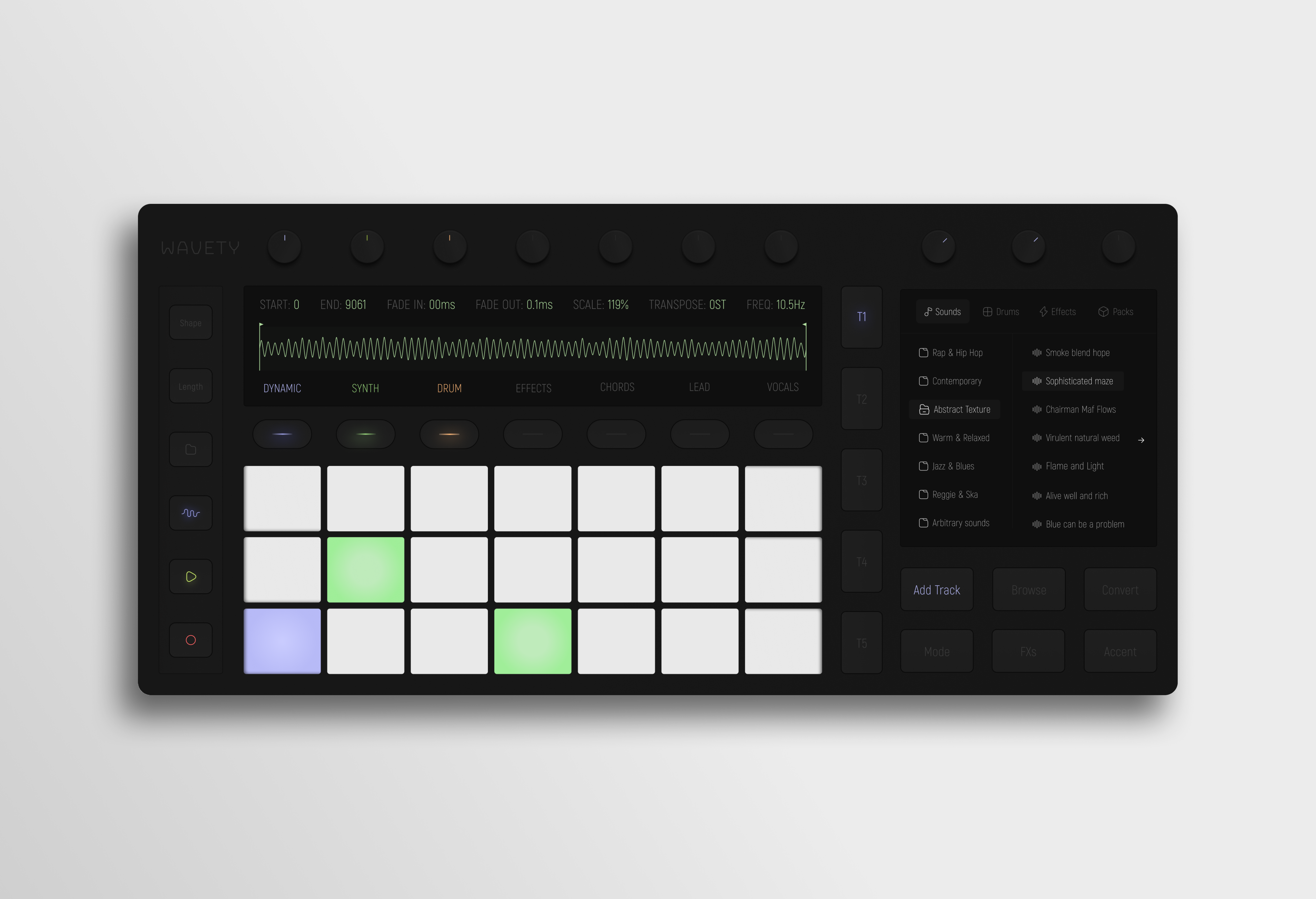 Wavety Portable Sequencer 3d ableton audio edit audio editor branding drum pad editor interaction making music minimalism motion graphics music maker music studio music workstation portable product design sequencer ui design ux design visual design