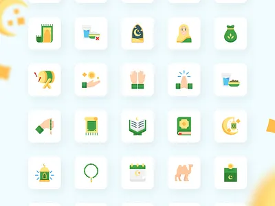 Ramadan Icon Set 🌙 characters design eid eid mubarak flat flat illustration graphic design icon icon custom icon illustration icon set iconography iftar illustration logo ramadan ui illustration vector