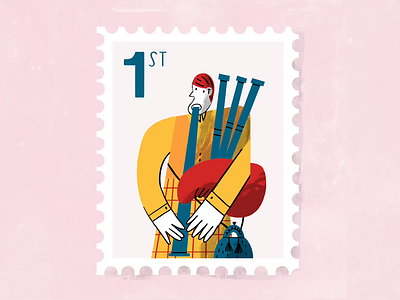 Stamps from Edinburgh. 7/7 Bagpipe player. 2d 2d animation adobe animation animatsioon bagpipe bagpipe player illustration illustration art illustrator man motion design motion graphics photoshop pink postal stamp toon boom toon boom harmony toonboom