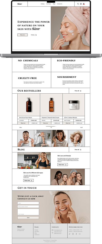 Redesign of the Skinn natural cosmetics website beauty cosmetics design e commerce landing landing page online store ui uiux ux uxui web design
