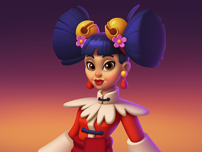 Yang Ge. Chinese New Year character design. casual game casual render character design chinese chinese girl chinese new year cute girl design game design illustration lunar new year render rendering spring festival