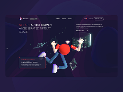 NFT Landing Page 3d ai ai nfts animation app art branding design graphic design identity illustration landing page logo minimal motion graphics nft ui ux web web3