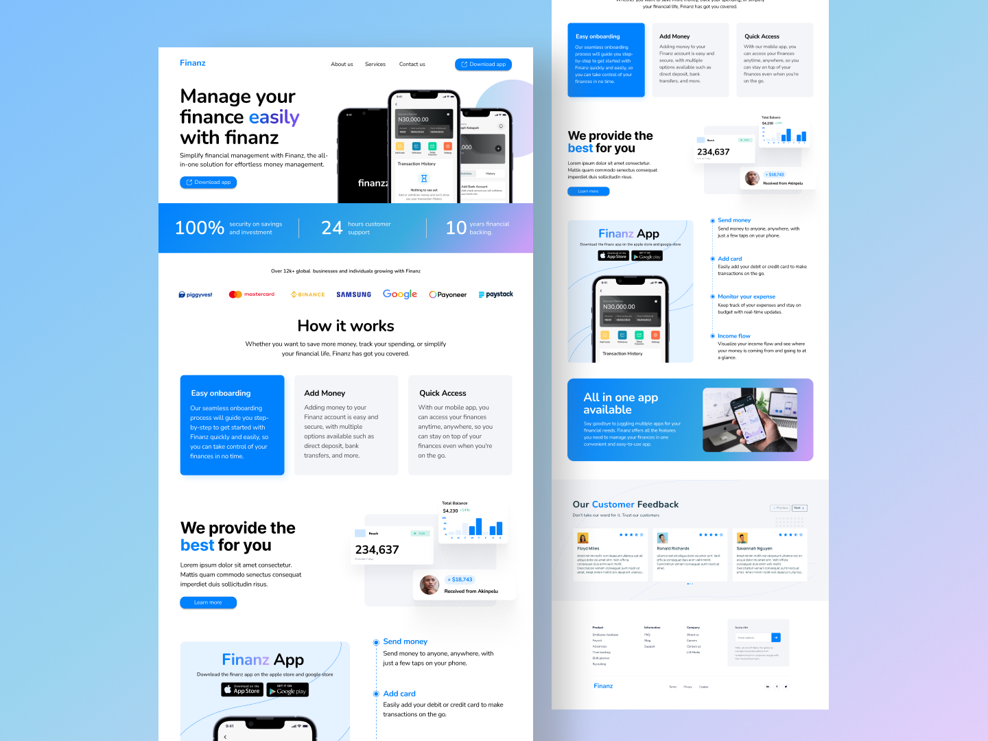 Finanz landing page by Joseph on Dribbble