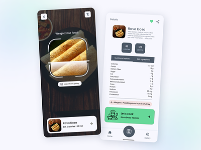 Food Scanner - Mobile App Concept clean design food scanner gethired.design pradspective pradyumna product design superdibbbs ui uiux userexperience userinterface userexperience ux
