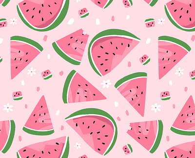 Watermelon suger high flowers fruit illustration ipad pattern patterndesign procreate repeatable seamless summer surfacedesign watermelon