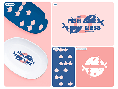 "Fish Ress" restaurant logo adobe illustrator art branding charactedesign cute art design fish fish logo geometry graphic design illustration logo logotype restaurant logo vector