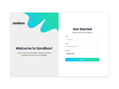 Sign Up Page Design branding design product page typography uxdesign website design