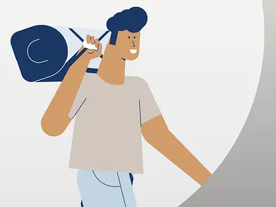 Walking dude 2d adobe aftereffects animation bag explainer headphone illustrator male uitlegvideo video walkcycle walking