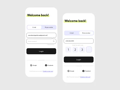 Sign up / Login Form app card clean form highlight login minimal mobile register registration sign up signup sing in singin ux