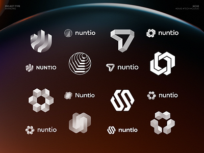 Nuntio Logo Draft Sketches ai baas blockchain branding cloud codung crypto data deploy engineer fintech icon identity infrastructure it logo saas software tech