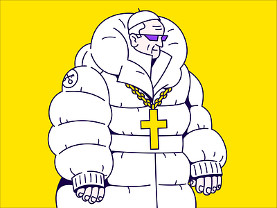 Pope character design fashion holy hype illustration jakcet lines man moncler pope puffer style urban vector white