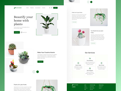 plant landing page design flowers forest hero section home plant ui plants tree tub user experience wild