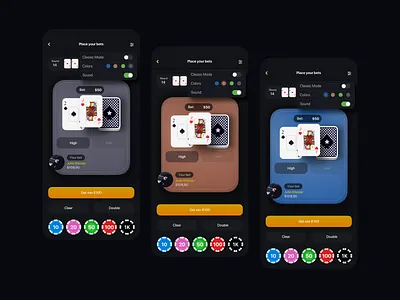 Hi low card game Ui concept app branding design ios mobile ui ux