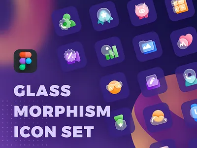 [Iconohraphy] Glassmorphism Icon Set dark theme figma glassmorphism icon design icon set iconography icons interaction design ui design