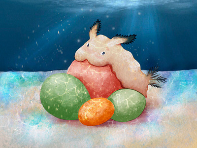 Easter sea bunny bunny cartoon character design cute design easter egg illustration jorunna parva marine marine life mollusc ocean ocean floor sea bunny