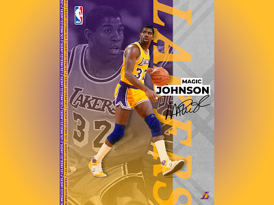 Magic Johnson - NBA Poster basketball basketball design design graphic design illustration magic johnson nba nba art nba poster prints sports design