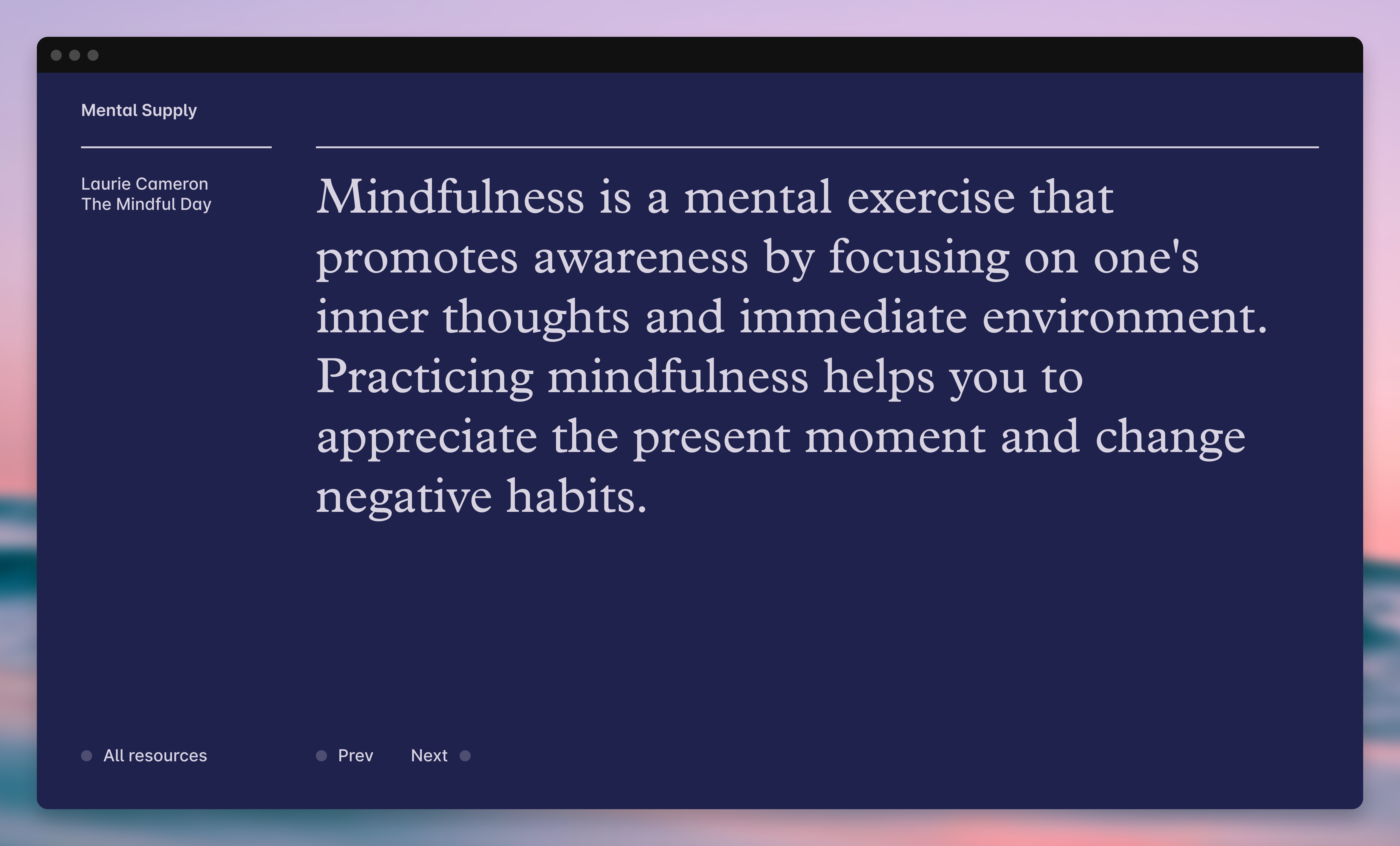 Mental Supply curation design landing page mental health product design resources typography ui web app web design