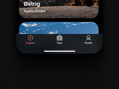 Bottom Navigation Bar (Dark Mode) bottom navigation bar dark mode explore guide app icons navigation tab bar travel app