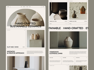 Ceramics Studio E-Commerce Website art ceramics design ecommerce hand crafted landing minimalist pottery ui webdesign website