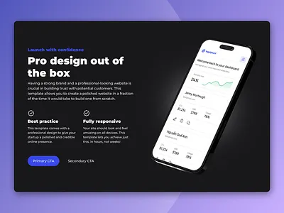 GoToMarket - Framer template animations components dark mode desktop device feature framer landing page lemon squeezy marketing mobile responsive tablet template ui ux web design website