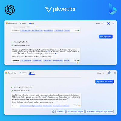 Chat with a #bing AI chatbot about Pikvector 😉 ai bing branding chat bot chatgpt design designing earn money graphic design graphic designing graphics ideas illustration logo openai search engine sell art vector