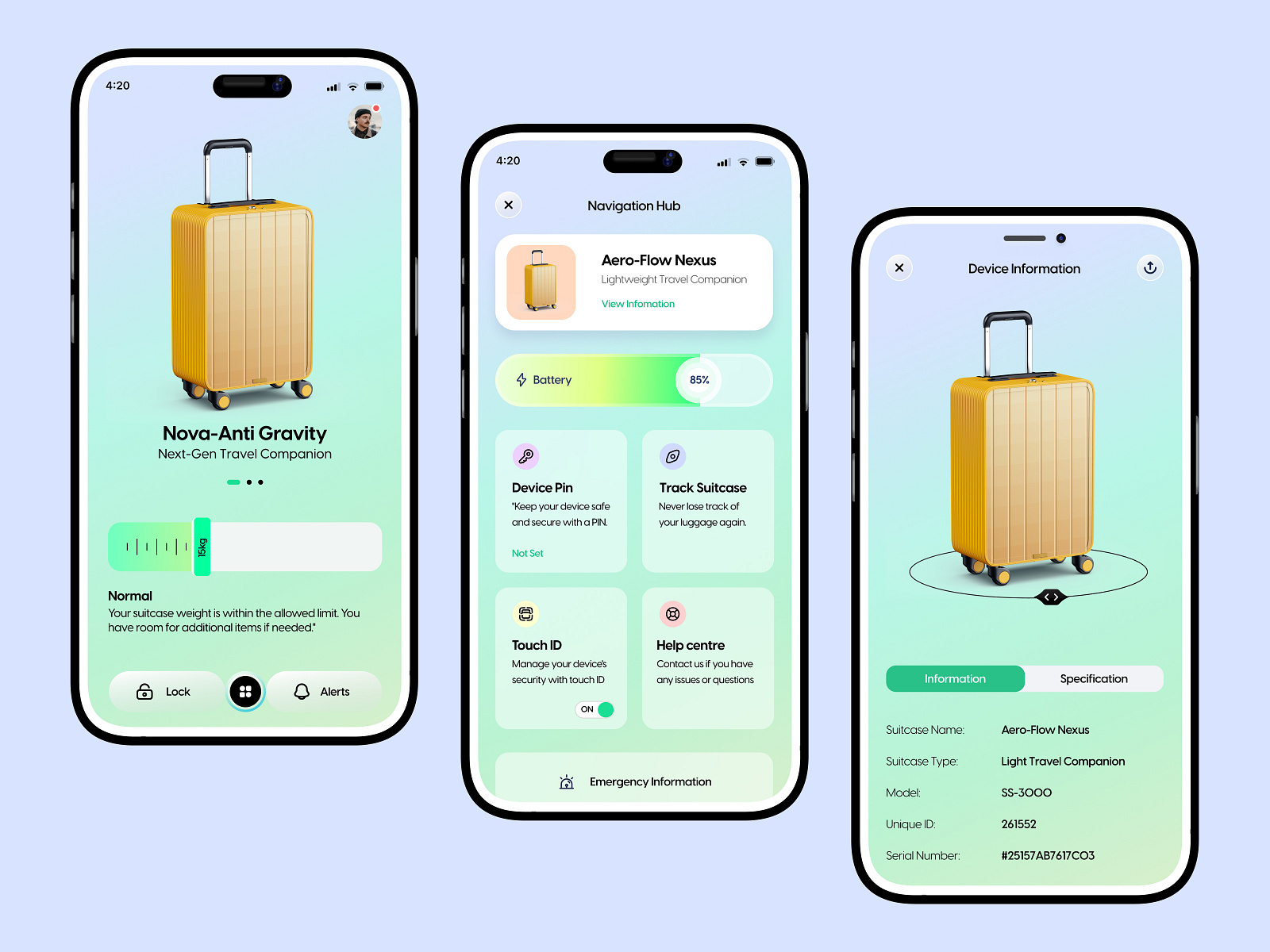 Nova Smart Suitcase App by Designammy on Dribbble