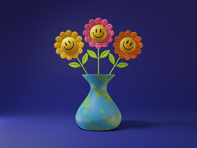 Happy flowers 3d art artwork blender dribbble flowers happy render