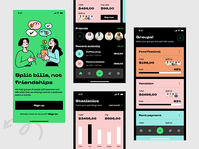 Split bills app 💸 app application design fireart fireart studio mobile mobile application money payments split split bills ui ui design user experience user interface