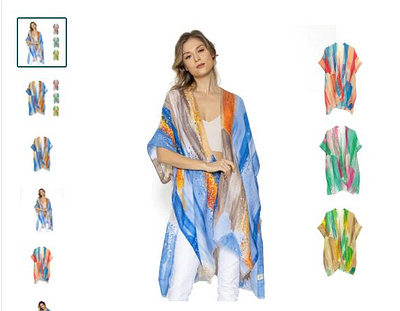 Empire Cove Womens Brush Stroke Print Kimono Shawl Wraps Beach C