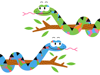 Colorful Snakes adobeillustrator art artwork design dribbble illustration patterns snakes texture vector wildlife