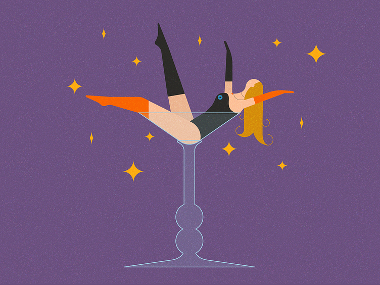Burlesque Martini glass dancer by Beatrix Nagy on Dribbble