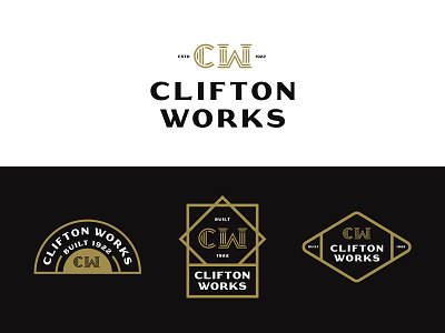 Clifton Works art deco badges brand branding building circle columns diamond identity logo logo mark monogram packaging print real estate typography