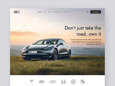 BuyCar Landing Page Exploration car car marketplace landing page tesla ui uiux userinterfacedesign website