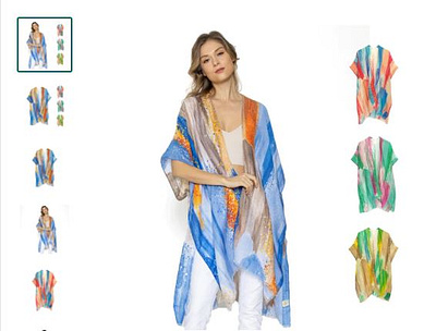 Empire Cove Womens Brush Stroke Print Kimono Shawl Wraps Beach C