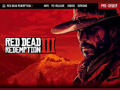 Red Dead Redemption 3 Website. branding design digitalart gamer graphic design illustration inspiration mexico midjourney monterrey red reddeadredemption streamer treelab ui ux videogames videogamewebsite webdesign website