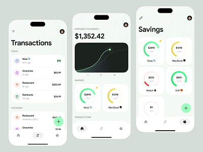 Expense Management Mobile App android banking budget expense manager expensemanagement green ios mobile mobile app money saving transaction ui