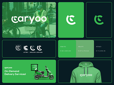 caryoo - Logo Design Concept brand identity branding cary concept creative delivery design designer portfolio designs food delivery happiness happy joy logo logo designer modern negativespace simple smile unique