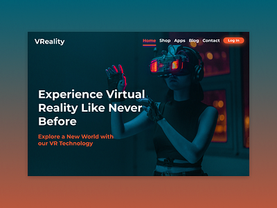 DailyUI #073 Virtual Reality 073 apps blue daily ui dailyui dailyui 073 dark design hero hero section landing page orange store ui virtual reality vr website