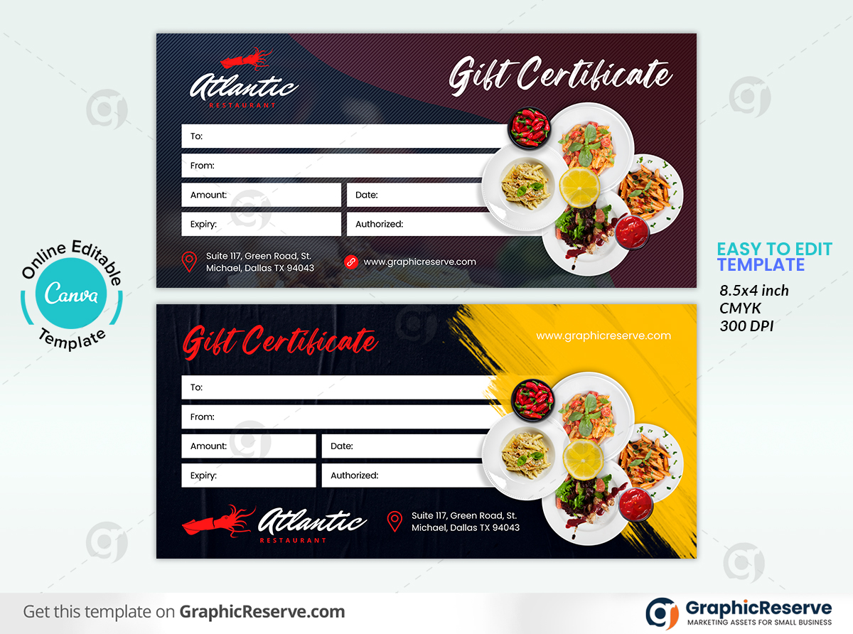 Restaurant / Fast Food Shop Gift Certificate Design by Graphic Reserve on  Dribbble