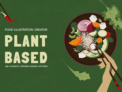 The Plant-based food creator artwork clip art creativemarket design digital graphic design illustration vector vegan vegetable illustrations