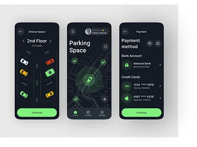 Parking Mobile app booking car app clean design dark mode driving figma find parking home page inspiration interaction location maps mobile app mobile apps design parking slot parking space popular design shahinurstk02 uiux design vehicle