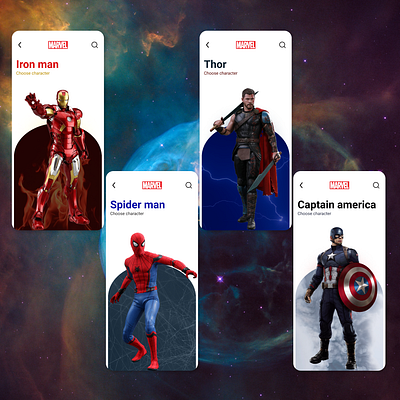 Marvel UI design and animation animation animation on figma figma figma design marvel marvel design smart animation smart animation figma ui ui design