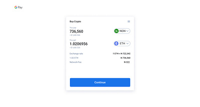 GPay Onramp Network UI UX Design bitcoin blockchain cryptocurrency currency design eth ethereum fiat google gpay network onramp ui ui card ux web 3 web3