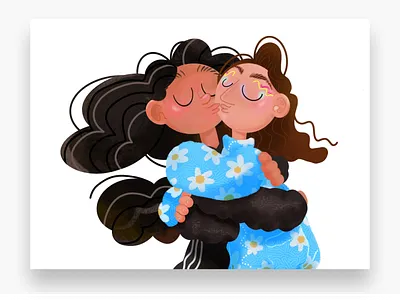 LFE adidas cartoon character design daisy eyes girlfriends girls hair hug illustration kiss lgbtq love love is love makeup procreate