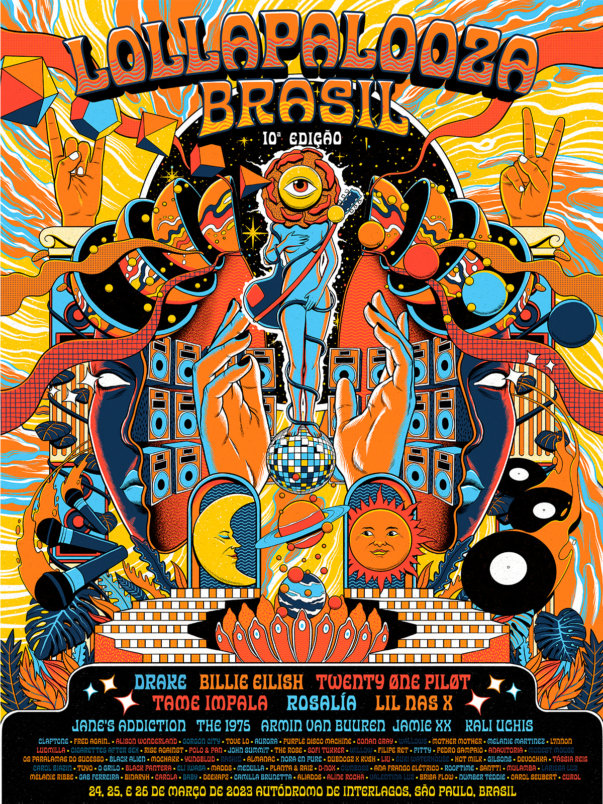 Lollapalooza 2023 festival fun gig illustration joy lollapalooza music poster show sun surreal surrealism